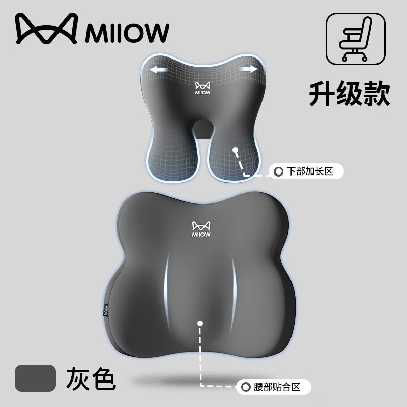 MiiOW Office Lumbar Support Cushion Seat Backrest Pillow Chair Headrest Waist Protection Cushion for Long Sitting and Nap