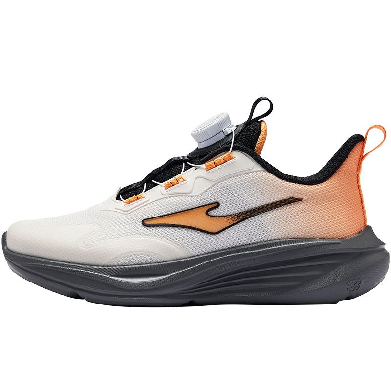 ERKE Kids Sports Shoes Boys and Girls Children's Running Shoes with Knob Buckle Shock Absorption Microcrystalline White/Honey Orange Size 35