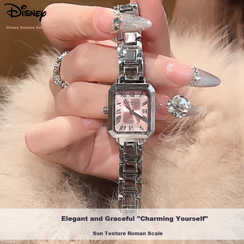 Disney Women's Watch, Instagram-Style Light Luxury Niche Square Sugar Wristwatch, Simple Waterproof Ladies Watch, Birthday Valentine's Day Gift 2