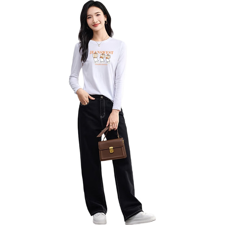 Женская футболка с длинным рукавом Jeanswest, хлопок, размер L, белый