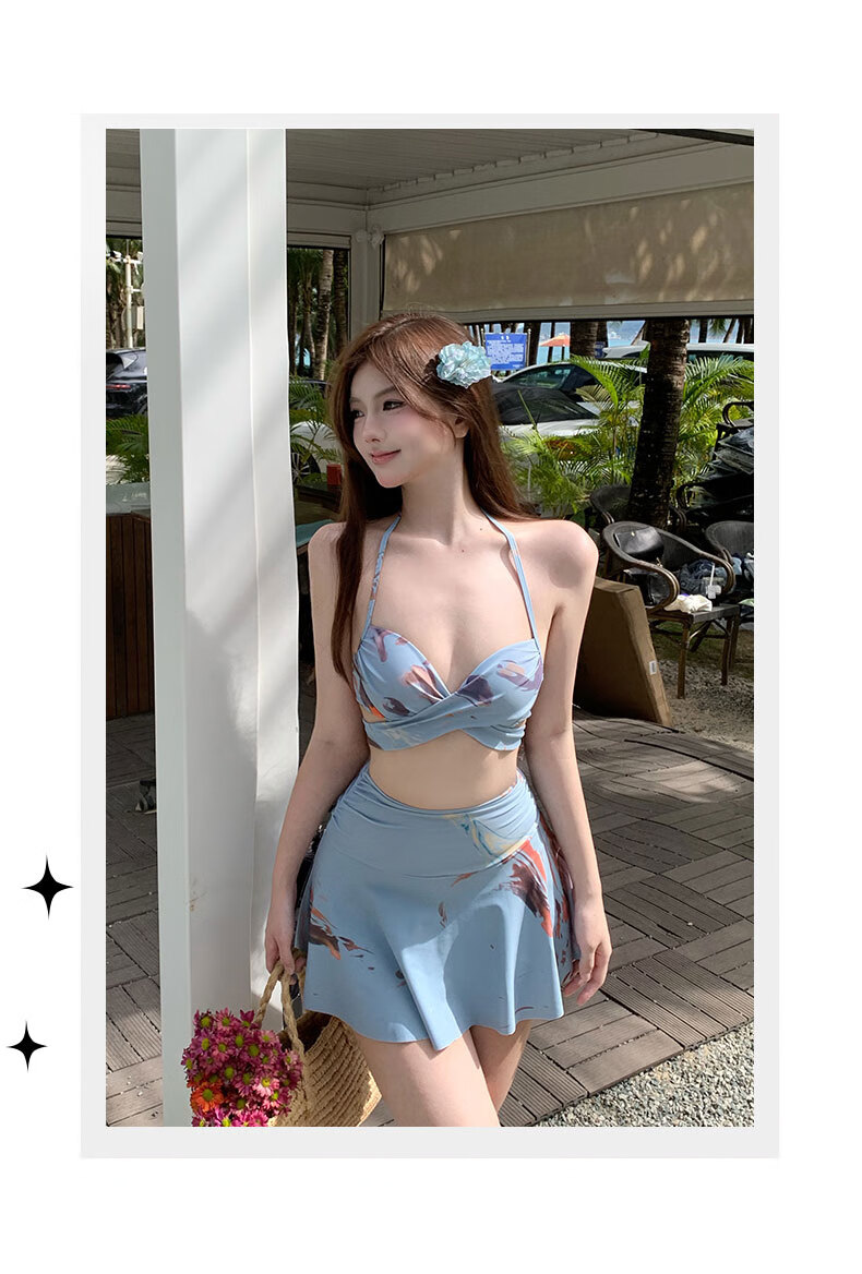DK Women's Two-Piece Swimsuit with High-Waist, Slimming Effect, Long Sleeves, Sun Protection, Boyshort Skirt Style, Sexy And Conservative for Hot Springs 9
