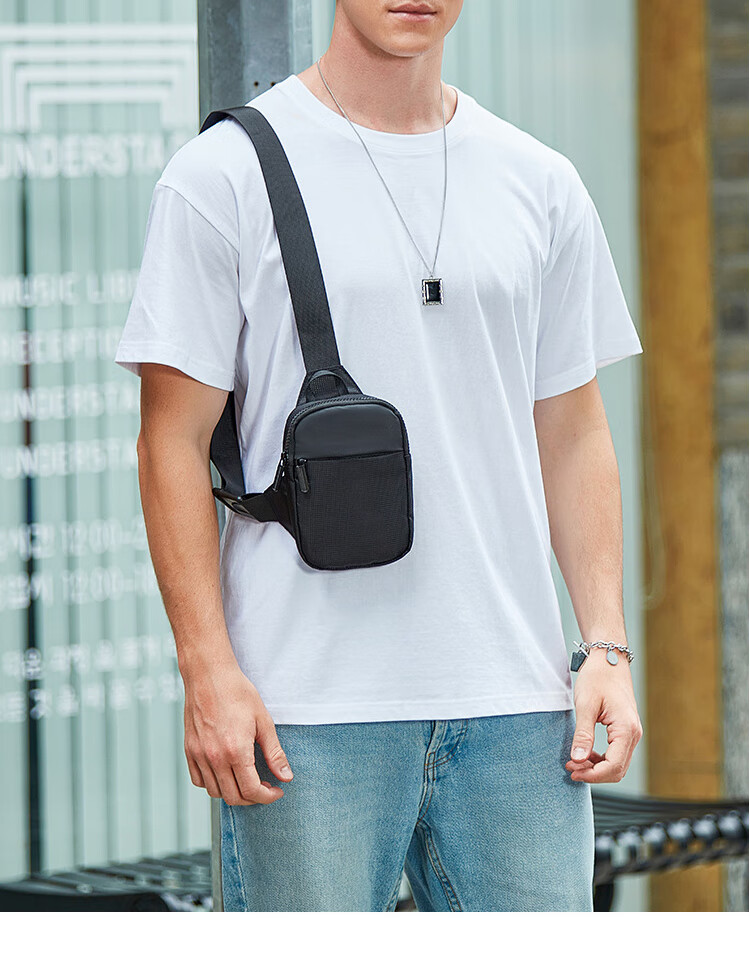 BOSTANTEN Men's Mini Shoulder Crossbody Bag, Student Chest Bag, Waist Pack, Trendy Small Backpack, Functional Bag for Men's Cycling, Phone Pouch 4