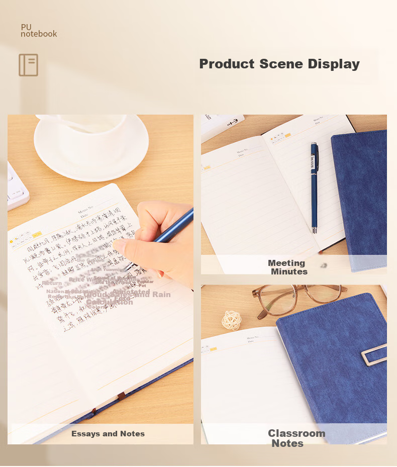 Youbili A5 Business Student PU Leather Magnetic Clasp Notebook, 100 Thick Pages, Office Meeting Record Book, Smooth Writing, 125-33, Gree 6