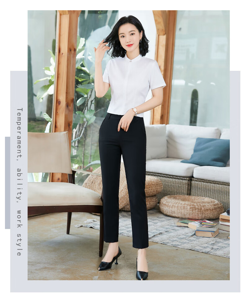 Romon [Professional Commuting] Women's Summer Anti-Exposure Slim Fit Breathable Solid Color Short Sleeve Shirt White 2XL 3