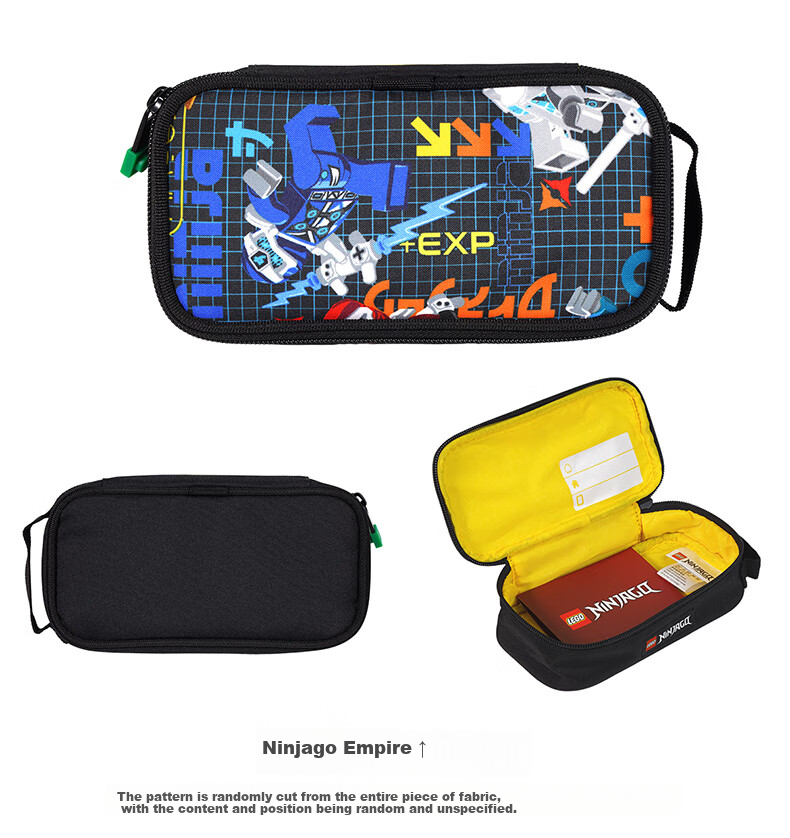 LEGO Stationery Box for Primary And Secondary School Students, Soft Pencil Case with Handle, Multifunctional Simple Design, Black Building Blocks 10052 7