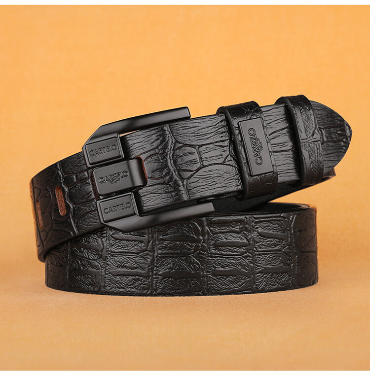 CARTELO Men's Vintage First Layer Cowhide Leather Pin Buckle Fashion Belt Gift for Boyfriend Husband Dad 17