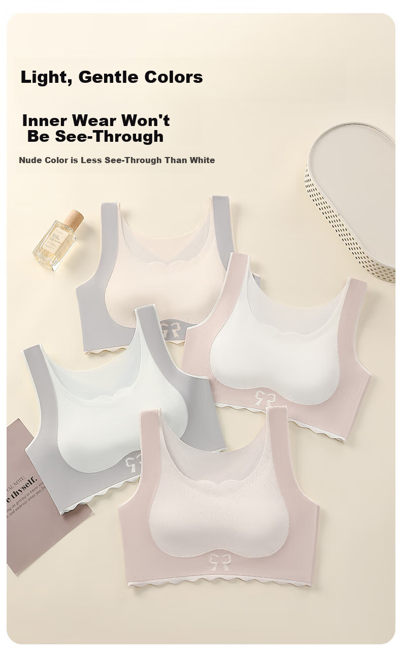 GRACEWELL Student Sports Bra, Lift-Up Vest-Style, Shock-Absorbing, Seamless, Mulberry Silk, Developmental Bra for Young Girls, Sky Blue, 2XL 11