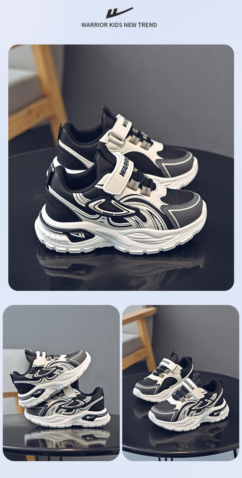 Warrior Children's Shoes, Girls' Spring And Autumn Sneakers, Kids' Soft-Soled Casual Running Shoes WZ-1617 Gray/Purple 36 3