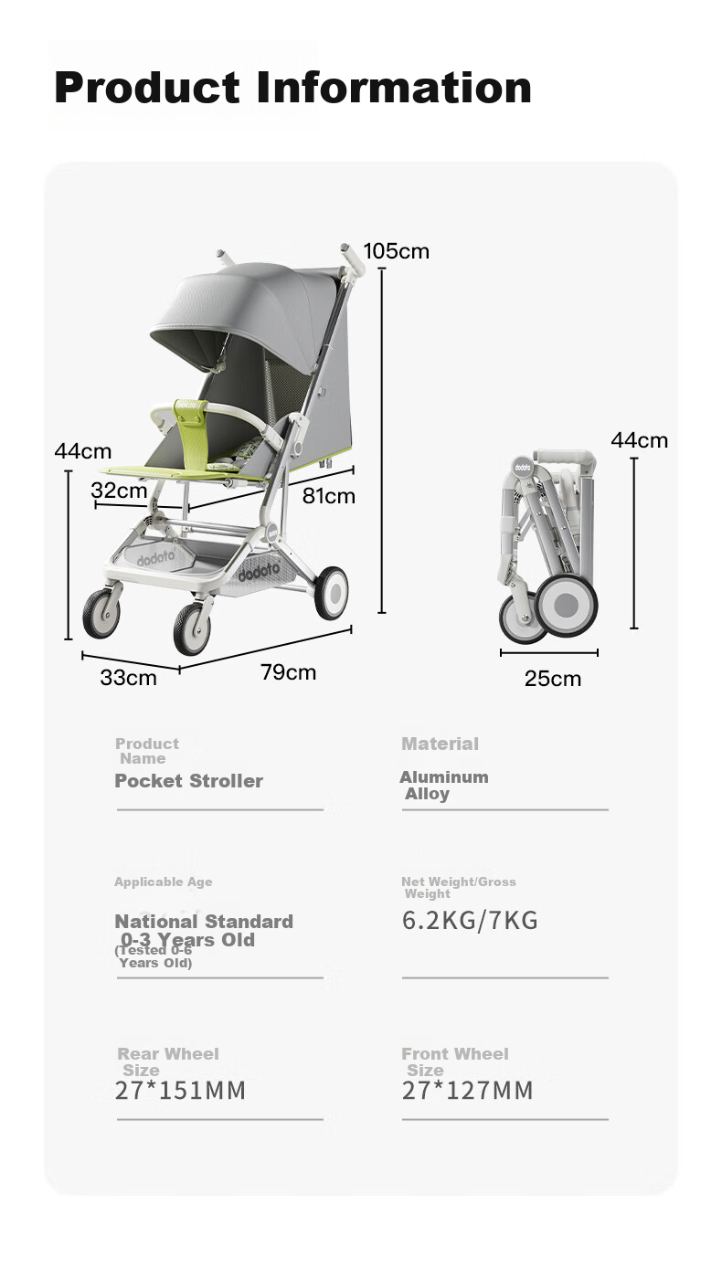 Dodoto Stroller for Boys And Girls, Lightweight, Can Sit Or Lie Down, Airplane-Friendly, Baby Walking Aid M9 Gold Black 19