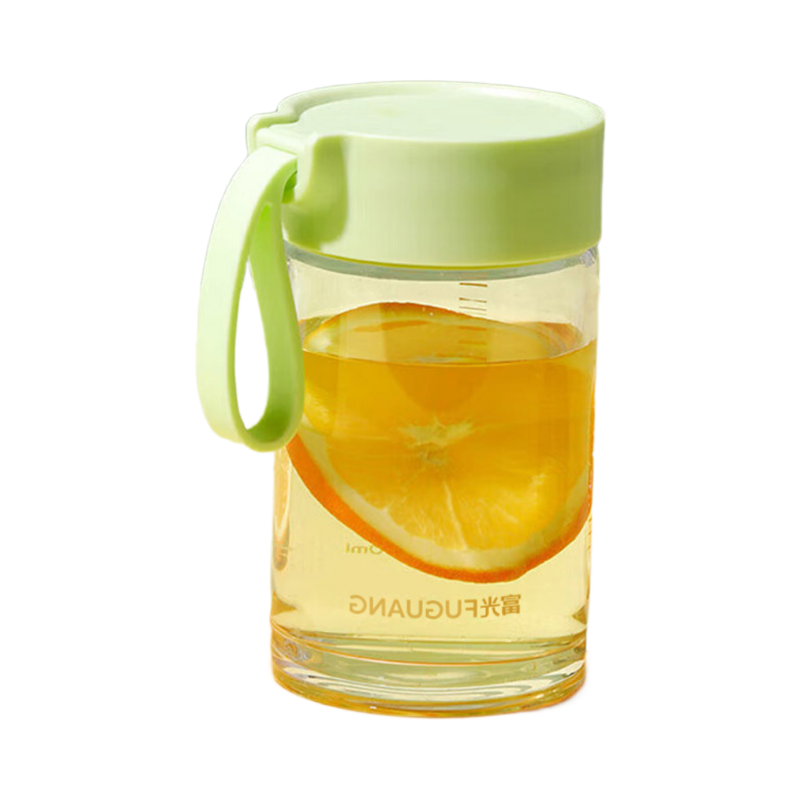 Fuguang Glass Cup, High Borosilicate Glass Water Bottle, Portable for Women, Milk And Coffee Mug with Scale, Stylish Tea Cup, 330ml