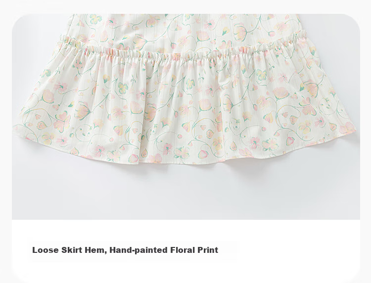 BALABALA Girls' Dress, Summer 2025, Big Girls' Hand-Painted Floral Dress [Same As In-Store], 202225111044 4