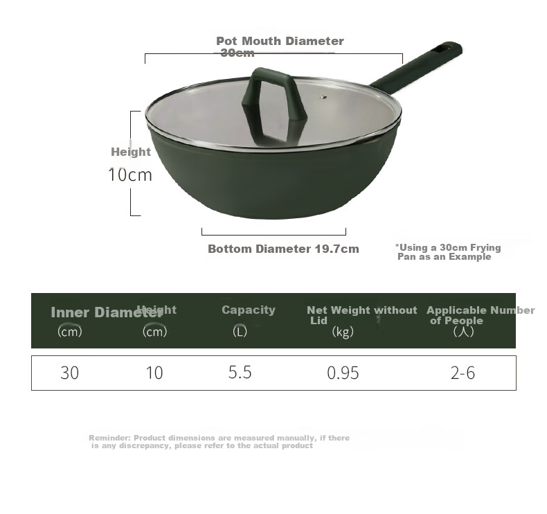 CaROTE Non-Stick Frying Pan, Household Flat-Bottom Wok, Cooking Pan for Gas Stove And Induction Cooker, Non-Stick, 28cm 11