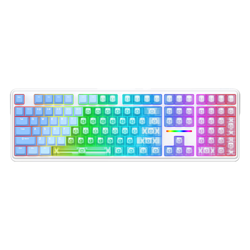 REDRAGON KS108 Mechanical Keyboard, Wireless Keyboard, 108-Key Bluetooth Keyboard, Computer Keyboard, New Year Gift, Gradient Transparent Blue, Frost Switch V2