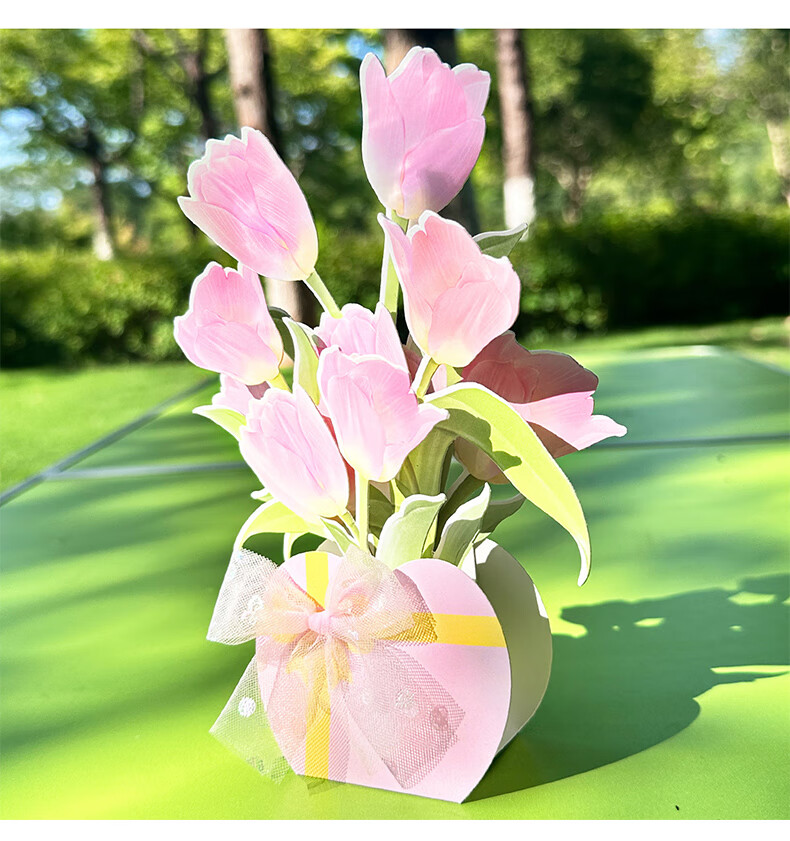 DiLe Birthday Gift for Teacher DIY Handmade Blooming Bouquet Kindergarten Primary School Creative 3D Pop-up Mom Greeting Card Postcard Single MJ-A665 Blue 7