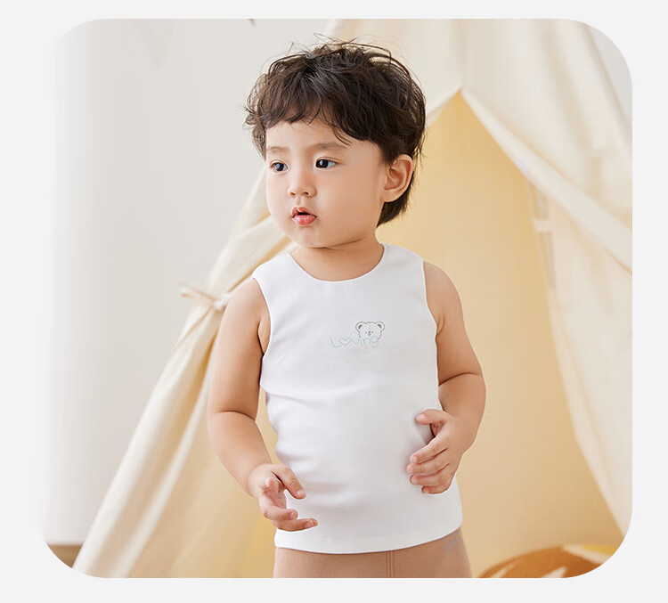 Labi Kids Close-Fitting Crew Neck Vest 2-Pack, Autumn Winter Sleeveless Boys and Girls Undershirt, Medium Khaki, Size 110 1