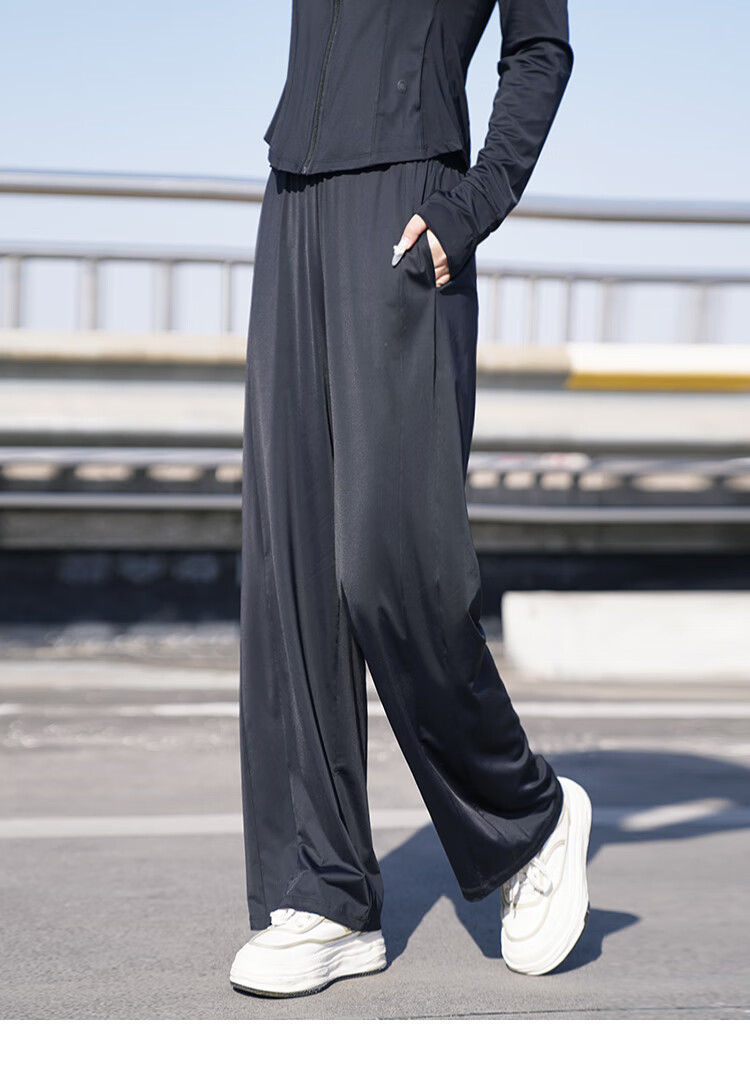 Free Style Wide-Leg Pants for Women Summer Thin 2026 New High Waist Slim Loose Draped Ice Silk Sun Protection Cool Casual Trousers 12