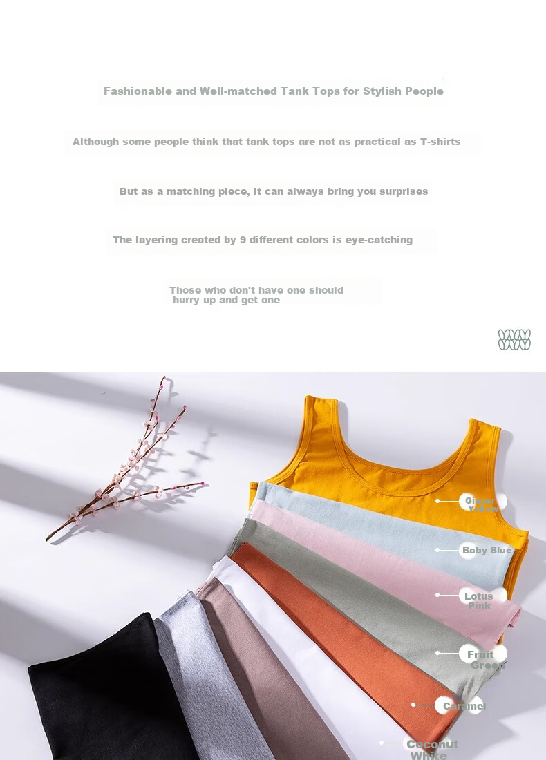 Hengyuanxiang Women's Autumn Pure Cotton Knitted Camisole, Suitable for Outer Wear, Stylish Inner Layering, Base Layer Sports Vest, Small Spaghetti Strap Top 6
