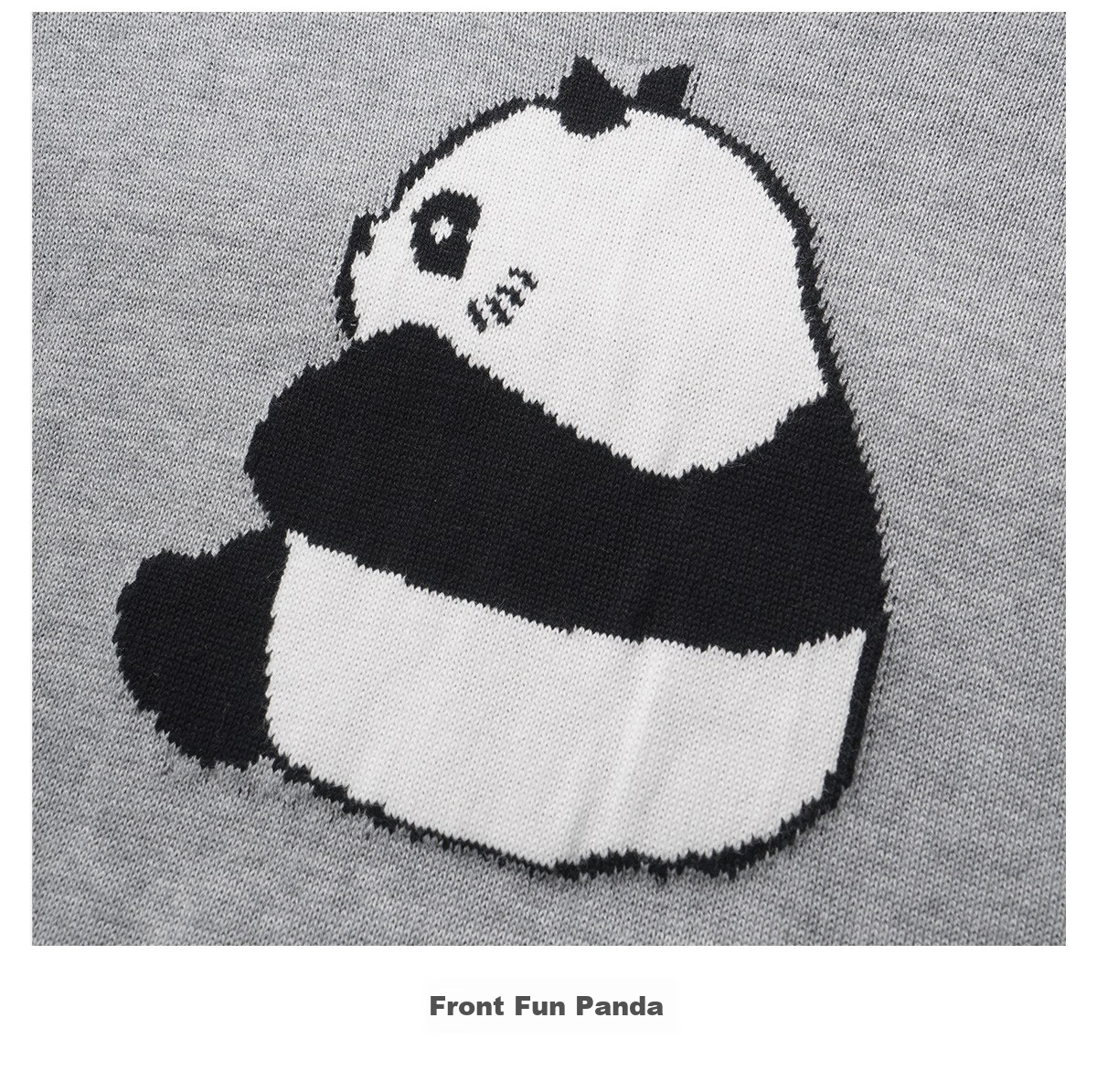 Oulain Elegant Short-Sleeve Knit Top for Women, Spring And Summer Fun Panda Pullover Sweater, Light Gray, L 30