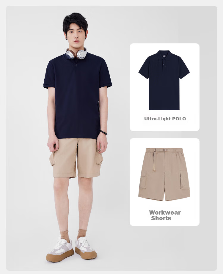 JD Original [Ultra-Light Comfort] Polo Shirt Short Sleeve Men's T-Shirt Casual Clothing, Ice Blue, XL 5
