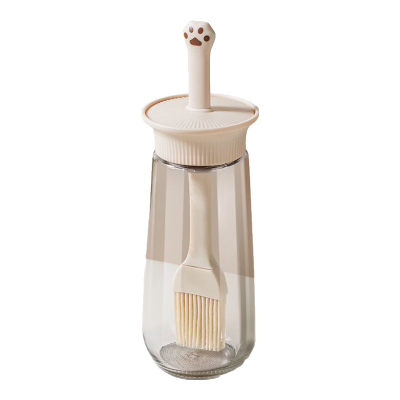 BJ Silicone Cat Paw Oil Brush Bottle, Brush for Oil And Pancakes, Oil Bottle, Heat-Resistant Outdoor Barbecue Brush, 280ml