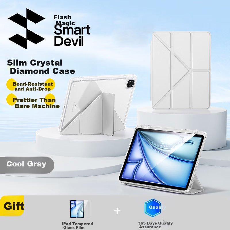 Защитный чехол Shanmo для iPad Air 7/6 (13-дюймовый M3 чип 2025/24), прозрачный акриловый, серый