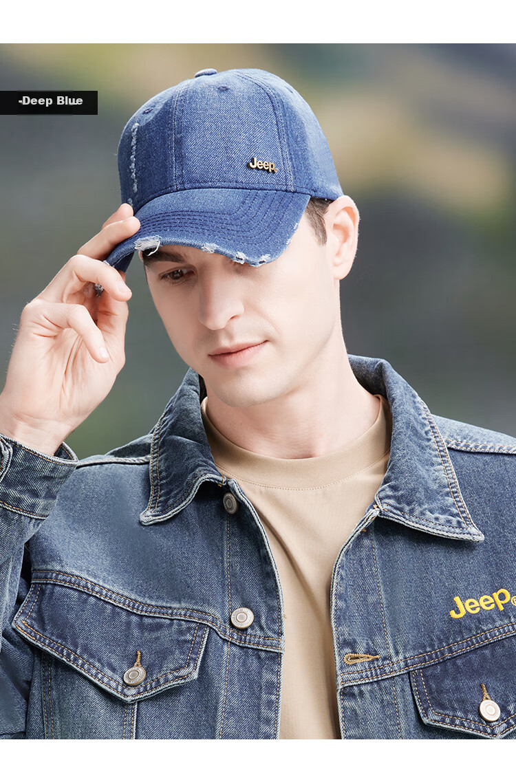 JEEP Baseball Cap for Men, All-Season Outdoor Trendy Retro Sun Protection Hat for Men And Women, Light Blue 8