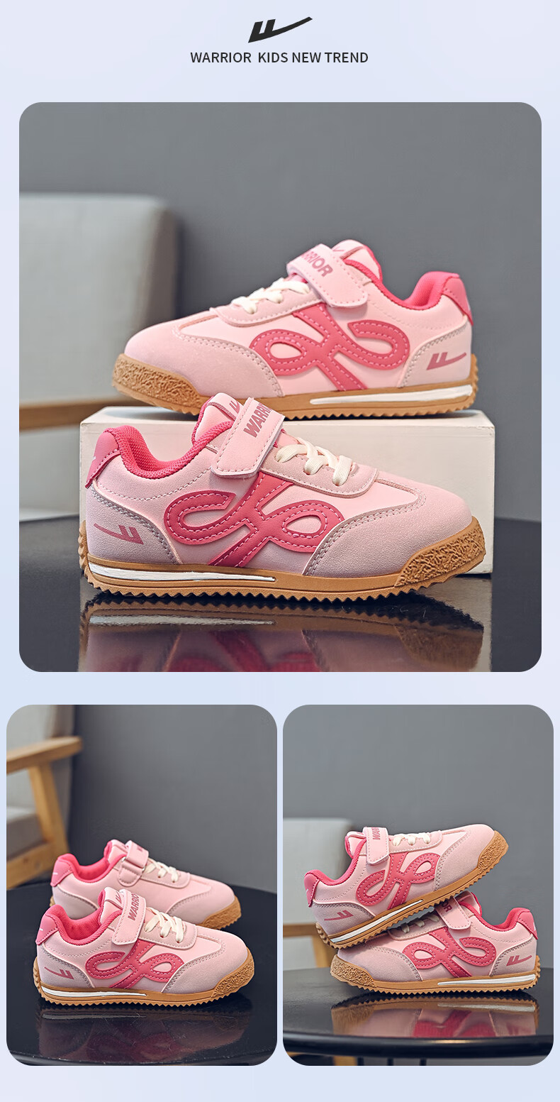 Warrior Girls' Sneakers, Spring And Autumn Casual Sports Shoes, Lightweight Children's Training Shoes WZ-1415 Pink/Lilac Purple 29 3