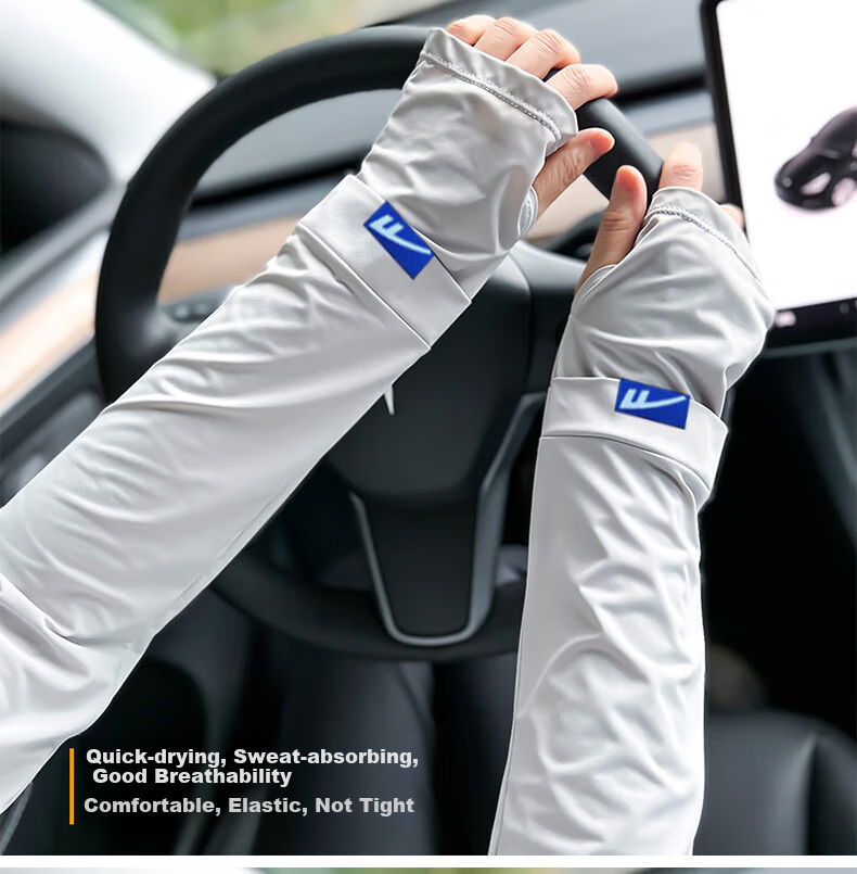 Huili Ice Silk Summer Driving Loose Arm Sleeves, Cool-Touch UV Protection Arm Covers for Cycling, Sun Protection Arm Sleeves 4
