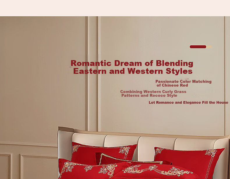 Shuixingjiafang Wedding Bedding Set of Six Pieces, 100% Cotton, Red, Wedding Bed Sheet And Duvet Cover, New Wedding Gift, European Embroidery Style, for 1.8m Bed 7