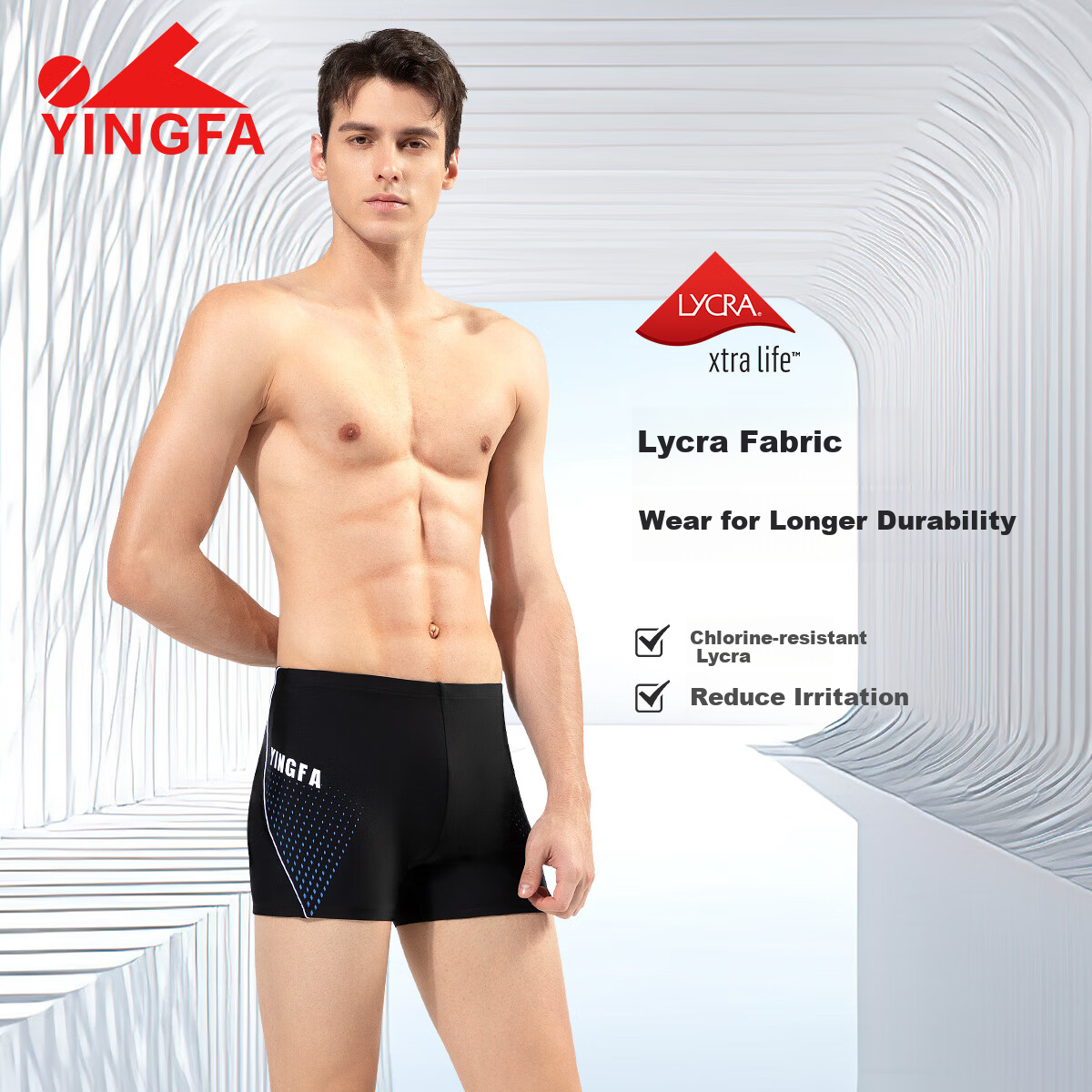 Плавки-шорты YINGFA мужские, boxer style, анти-смущение, для бассейна и горячих источников, профессиональные быстросохнущие, большого размера