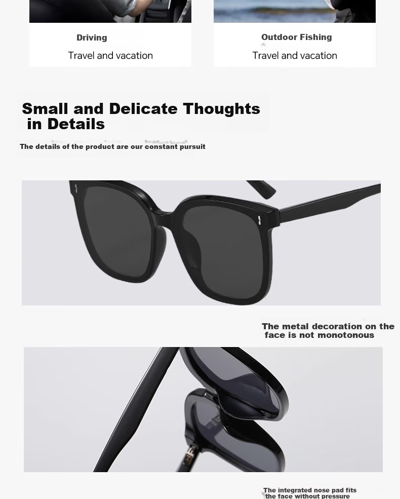 FENCHI GM Sunglasses for Women, 2025 Summer High-End Ins Style Men's Sunglasses, Black Frame with Gray Lenses [High-Definition Version], Qixi Festival 16