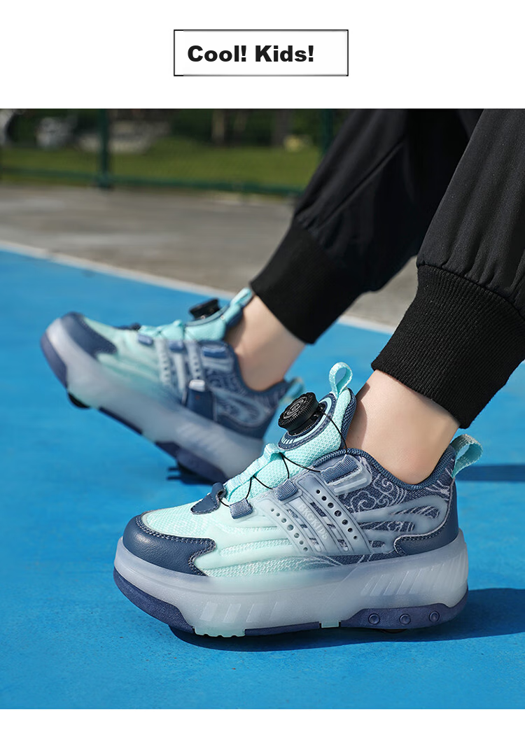 BKG Running Shoes for Girls, Four-Wheel Sports Shoes for Children, Student And Youth Skating Shoes ZYQ23825-B7 Lan Yue 36 18