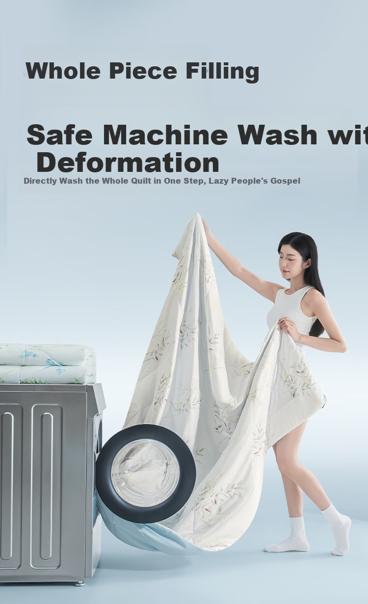 JD Original Ice Silk Summer Quilt, Class A Cooling Air Conditioning Comforter, Skin-Friendly Soft Smooth Machine Washable, 200*230cm, Qingfeng Yeying 10