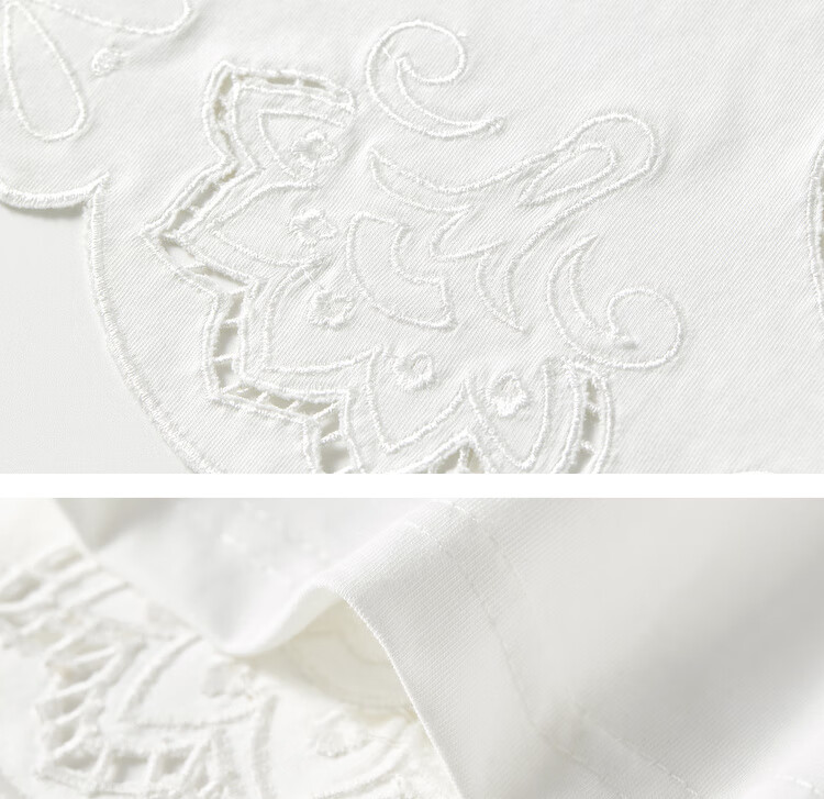 Sentubila Round Neck Hollow Embroidered Short Sleeve T-Shirt Women Summer Elegant Slim Fit Casual Designer Inner Top 28