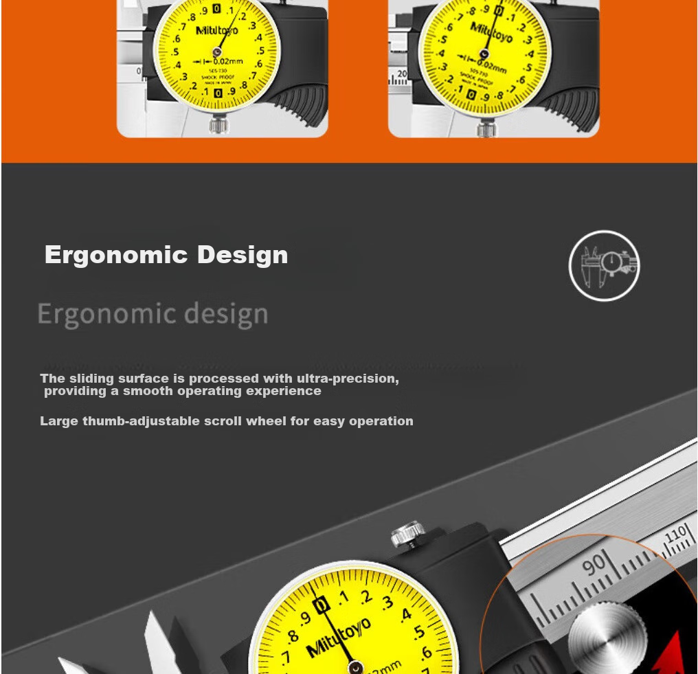 Mitutoyo Mitutoyo Dial Caliper Vernier Caliper High Precision 505-731/0 Black Case Mitutoyo Authorized 6