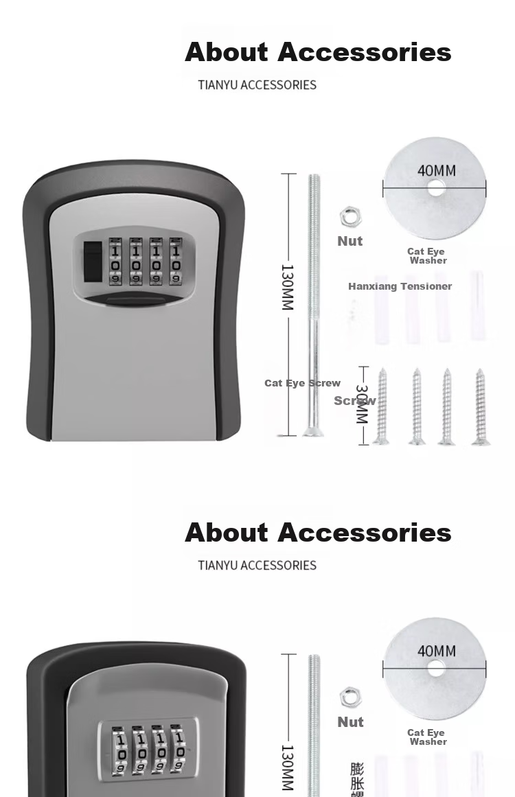 Shouli Password Box, Renovation Key Box, Metal Storage Box, Gate Construction Site Anti-Theft Key Box, Outdoor Wall-Mounted Anti-Smashing Gray 12