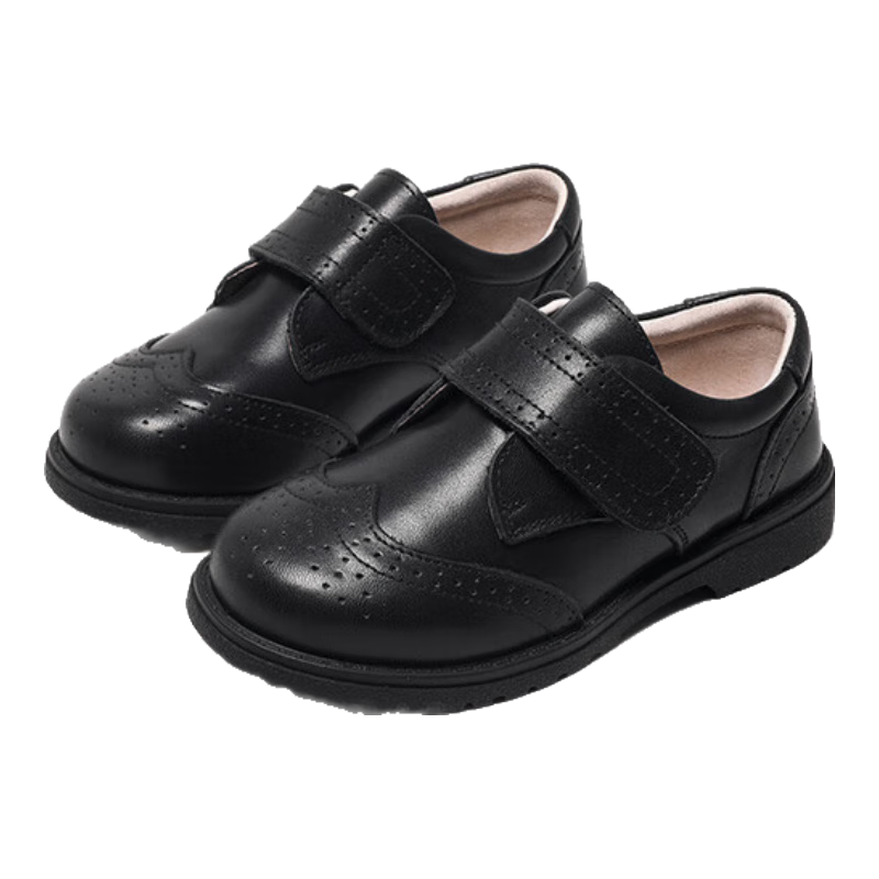 Aokang Children's Shoes, Boys' Leather Shoes, Black Soft-Soled Performance Shoes, New Spring And Summer Style, British-Style Genuine Leather Performance Shoes for Older Childre