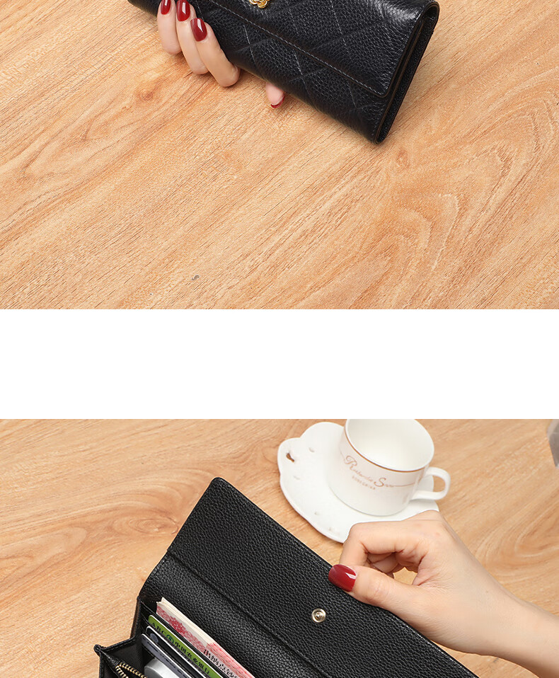 YUYULA Leather Women's Wallet, Large Capacity Clutch Bag, Long Style with Multiple Card Slots, Coin Purse, Light Luxury Leather Wallet, Birthday Gift 11