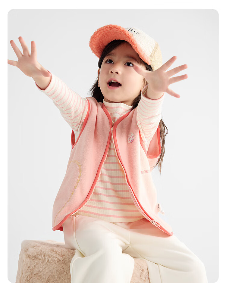 BALABALA Children's Clothing, Kids' Vest, Autumn And Winter New Style, Fleece-Lined for Warmth, Suitable for Outdoor Wear, Boys And Girls, Baby Waistcoat, Fleece 11