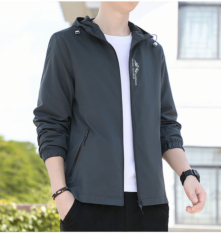 TUCANO Men's Jacket, Spring And Autumn Casual Workwear Hooded Loose Outerwear, Black, Size M 4