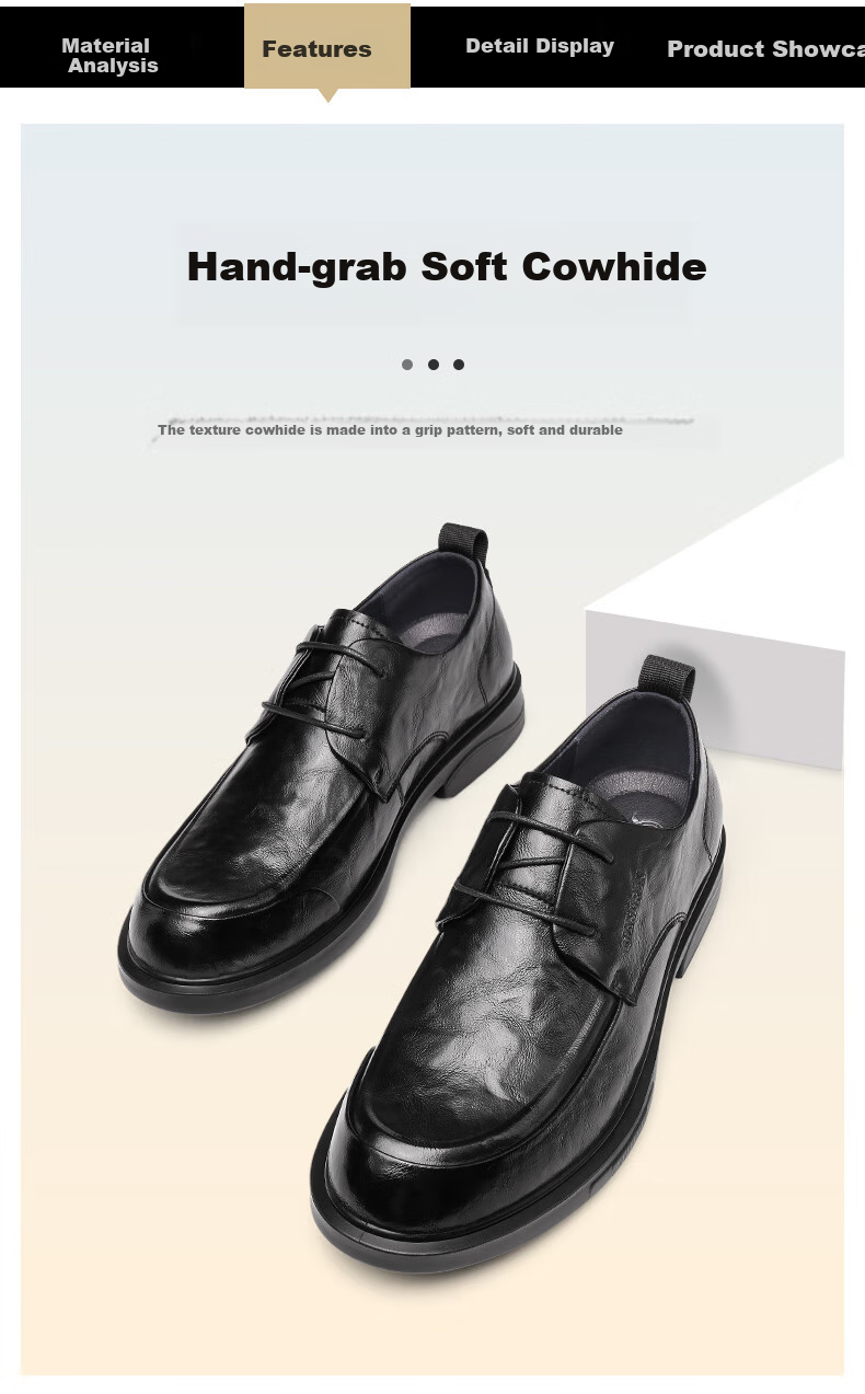 Qiangren Fashion Business Casual Commuter Derby Shoes Lightweight Breathable Work Men's Shoes JDA73213 Black 41 4