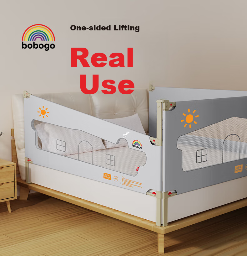 BOBOGO Baby Crib Guardrail, Anti-Fall Protection Rail, Bedside Barrier, No Drilling Required, Bed Guardrail, One Side 1.5 Meters 5