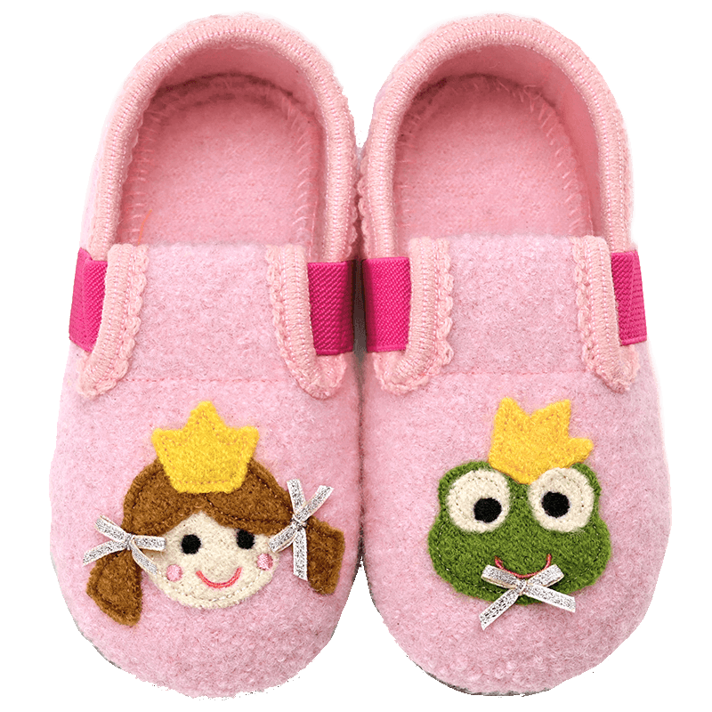 Xiaorong Indoor Soft Sole Princess Frog Kids Shoes for Girls Ages 2-6-8 Spring Autumn Winter Cartoon Home Warm Shoes