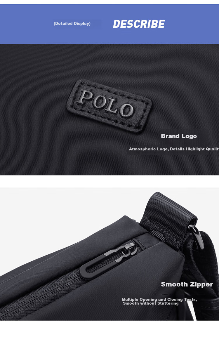 POLO Shoulder Bag for Men, Horizontal Style, Large Capacity Crossbody Bag, Casual IPad Bag, Phone Bag, Sports Messenger Bag, Birthday Gift for Me 17