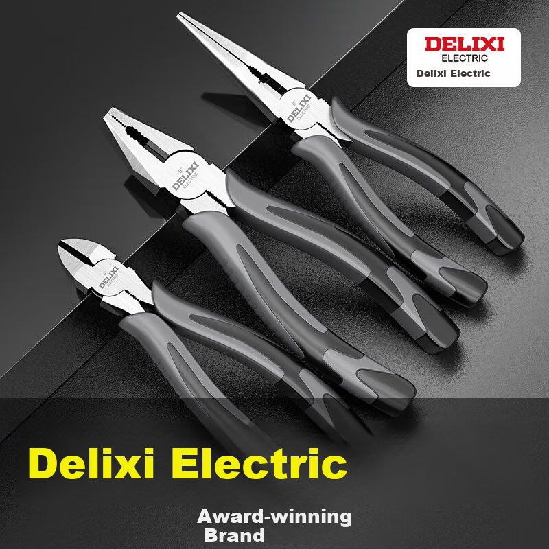 Набор инструментов DELIXI ELECTRIC: тигровые плоскогубцы, кусачки, диагональные плоскогубцы, инструменты электрика, обжимные плоскогубцы, 8-дюймовый двухсекционный набор