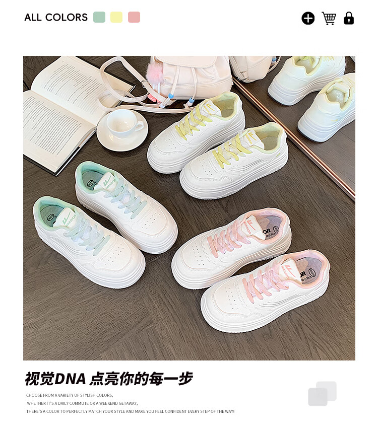 Warrior Women's Fresh Style Casual Platform White Sneakers, Pink White, Size 38 1