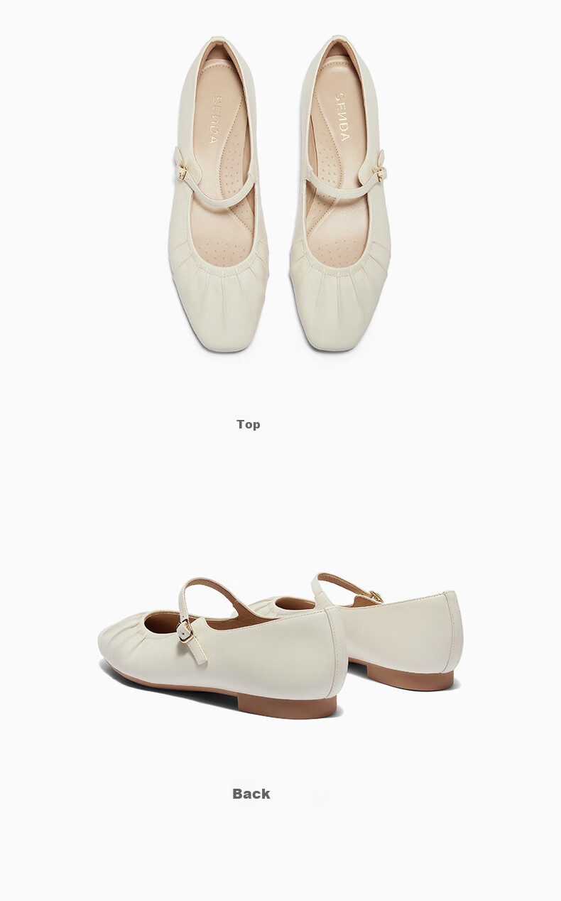 SENDA Mary Jane Shoes for Women, Autumn Style, Same As in Shopping Malls, Soft Upper, Shallow Mouth Flats 4IQ01CQ4 Beige 37 9