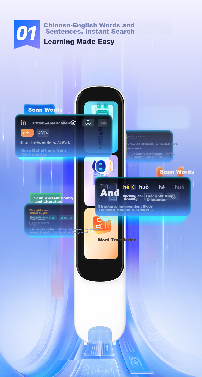 Aerfadan K6 All-Screen Learning Device with Dictionary Pen And English Reading Pen for Primary, Middle And High School Students, Synchronized Across All Subjects, AI Question Answering Pen And Translation Pe 7