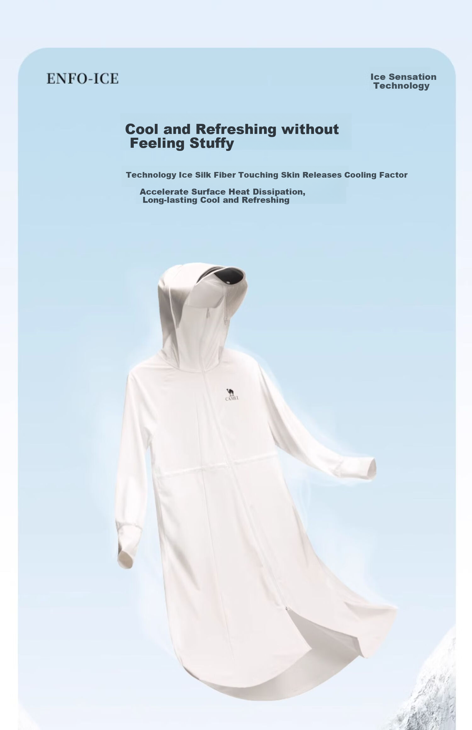 CAMEL [Muguang] Cool White Outdoor Sun Protection Long UV-Resistant Cooling Sun Protection Clothing 6