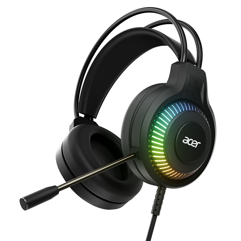 Acer OHW303 Over-Ear Gaming Headphones Wired USB Extended Cable with Microphone for Laptop and Desktop